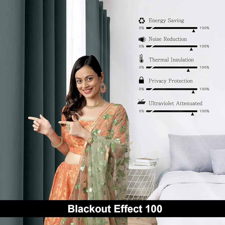 Divine Casa Velvet Blackout Window Curtain 5 Feet | Premium Room Darkening | Noise Reducing & Thermal Insulated Single Panel for Bedroom, Living Room & Office
